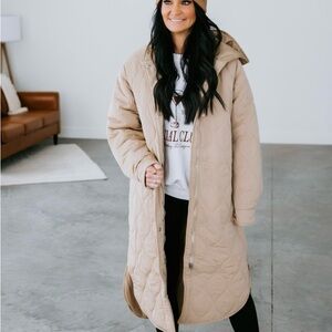 Women's Tan Quilted Coat